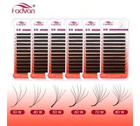 0,07 8-12mm C/D/L/M-Riccio Mix ciglie 12 Righe YY/3DW/4DW/5DW/6DW/7DW/8DW Forma ciglie Naturali Morbide Forniture per Tecnica di ciglie Estensioni di ciglie a Ventaglio Premade Brasiliane, Innesto di 