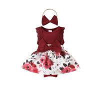 0-1 Anni Vestito Principessa Bambina Senza Manica con Stampa Carino Cotone Abiti Elegante Ragazza Estiva Bambine Abiti Girocollo Bambina Abito per la Festa