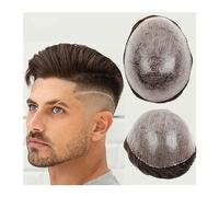 0.10-0.12 Spessore Iniettato PU Pelle Toupee Da Uomo Capelli Umani Indiani Uomini Protesi Capillare Onda A Media Densità Sistema Di Sostituzione Dei Maschili(COLOR 1C#-130%,8x10)