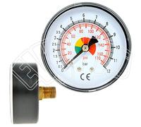 0-12 BAR - 1/4" - DIAM. 63 MM - MANOMETRO A SECCO PER MISURAZIONE PRESSIONE