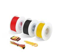 0,2 mm² fil electrique - Kit de Fils Électriques en Silicone 24AWG - 3 Couleurs, 16 mètres chacun - Pour Projets de Bricolage, Câblage 3D et Modèles de Voiture - Tension Nominale 600 V