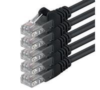 0,25m - nero - 5 pezzi - Rete Cavi Cat6 CAT 6 | 250MHz | non contiene alogeni | compatibile con CAT 5e / CAT6a / CAT7 | 10 / 100 / 1000 / 10000 Mbit / s | per switch, router, modem, Patchpannel, Access Point, pannelli di permutazione