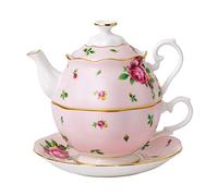 0.49 La Royal Albert Porcelain Tea Party New Country Rose Ros'Ensemble teiera e la Tazza di tè per Un Insieme 1 Bianco