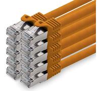 0,5m - arancione - 10 pezzi - CAT.7 Cavi di Rete (Set) CAT7-10000 MBit/s S-FTP doppia schermatura PIMF 600MHz 4x2xAWG26 / 7 CU rame non contiene alogeni compatibile con CAT5e CAT6 CAT 6a Cat8