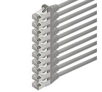 0,5m - gris - 10 pièces - CAT5 FTP Câble Ethernet Set - Câble Réseau RJ45 | câble de Patch | LAN Câble |CAT 5e |125 MHz | compatible avec CAT 6 / CAT 6a / CAT 7 | pour le switch, routeur, modem, Patchpannel, point d'accès, panneaux de brassage