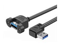 (0.5m Left) USB 3.0 Extension Cable USB 3.0 Male to Female With Screw Panel Mount for PC