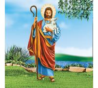 0.6m Alto " The Good Shepherd " Gesù Tiene Pasqua Lamb Metallo Giardino Palo
