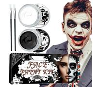 0,7 Pittura Per Il Nero - Bianco - Nero - Bianco - Pittura Viso - Tavolozza Colori Professionali Con Pennello - Colori Per La Pelle Fino Alla Copertura Totale, Kit Per Vampiri -Up -Up
