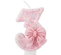 0-9 Candeline Compleanno, 7,5cm Rosa Fiocco Candele Numeri, Decorazioni Topper per Torta per Bambini, Ragazze, Adulti, Compleanno, Matrimonio, Anniversario, Articoli per Feste(3)