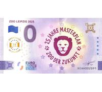0 Euro Schein Zoo Lipsia XII · 25 anni Masterplan - Zoo del futuro · Souvenir o zero € Certificato di souvenir XEAH 2025-12 Anniversary