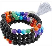 002,Braccialetto con 108 Perline Avvolte, Adatto per Uomini E Donne, Collana di Perle E Pietre Preziose, Collana di Pietre per La Meditazione Buddista Tibetana