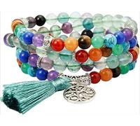 008,Braccialetto con 108 Perline Avvolte, Adatto per Uomini E Donne, Collana di Perle E Pietre Preziose, Collana di Pietre per La Meditazione Buddista Tibetana