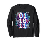 01 10 11 Binario Glitch Art Coding Programmatore Umorismo Maglia a Manica