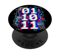 01 10 11 Binario Glitch Art Coding Programmatore Umorismo PopSockets PopGrip Adesivo