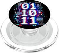 01 10 11 Binario Glitch Art Coding Programmatore Umorismo PopSockets PopGrip per MagSafe