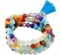 011,Braccialetto con 108 Perline Avvolte, Adatto per Uomini E Donne, Collana di Perle E Pietre Preziose, Collana di Pietre per La Meditazione Buddista Tibetana