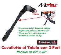 0025 Cavalletto in Alluminio Attacco 2-Fori 18/40mm x Bici da 24 a 28 Pieghevol.
