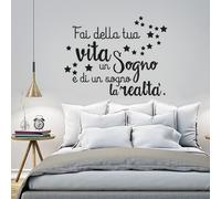 01253 Adesivo murale Wall Art "Fai della tua vita un sogno" - Misure 100x77 cm - Nero - Decorazione parete, adesivi per muro, carta da parati