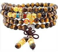 014,Braccialetto con 108 Perline Avvolte, Adatto per Uomini E Donne, Collana di Perle E Pietre Preziose, Collana di Pietre per La Meditazione Buddista Tibetana