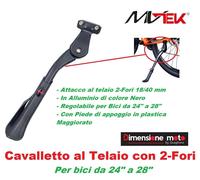 0025 Cavalletto in Alluminio Attacco 2-Fori 18/40mm x Bici da 24 a 28 Pieghevol.