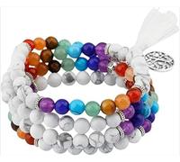 016,Braccialetto con 108 Perline Avvolte, Adatto per Uomini E Donne, Collana di Perle E Pietre Preziose, Collana di Pietre per La Meditazione Buddista Tibetana