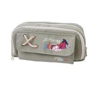 02/Zero Two Astuccio Anime 02, astuccio in tela, doppia cerniera, multi-scomparto, grande capacità, organizer per trucchi per adolescenti, studenti delle scuole medie, 21 x 11 cm, Verde Tipo 3, 21 x