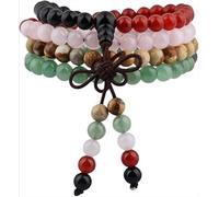 020,Braccialetto con 108 Perline Avvolte, Adatto per Uomini E Donne, Collana di Perle E Pietre Preziose, Collana di Pietre per La Meditazione Buddista Tibetana