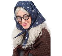 02406 Parrucca Befana con Fazzoletto (Occhiali esclusi) in Valigetta