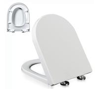 02P, Sedile WC a Forma di D con Coperchio e Sedile a Chiusura rallentata, Sedile WC a Chiusura Ammortizzata con Cerniera Regolabile a 360°, sgancio rapido, Non Si allenta mai, Facile da installar