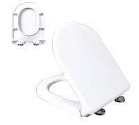 02P, Sedile WC a Forma di D con Coperchio e Sedile a Chiusura rallentata, Sedile WC a Chiusura Ammortizzata con Cerniera Regolabile a 360°, sgancio rapido, Non Si allenta mai, Facile da installar