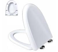 02P, Sedile WC a Forma di D con Coperchio e Sedile a Chiusura rallentata, Sedile WC a Chiusura Ammortizzata con Cerniera Regolabile a 360°, sgancio rapido, Non Si allenta mai, Facile da installar