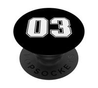 03 Numero Tre Sport di Squadra Disegno Grafico Varsity Matching PopSockets PopGrip Adesivo