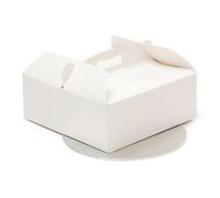 Scatola per torta quadrata con manico bianca 23 x 23 x h 10 cm sottotorta Ø 22,5 cm