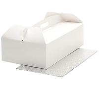 Scatola rettangolare per torta con manico bianca e sottotorta 31 x 16 x h 12 cm