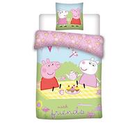 035 Peppa Pig - Biancheria da letto per bambini, biancheria da letto, motivo: Peppa Pig con amici, federa 40 x 60 + biancheria da letto 100 x 135 cm, 100% cotone Oeko-Tex