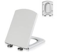 03C, Sedile WC Quadrato, Sedile WC a Chiusura lenta, Coperchio e Sedile WC a Chiusura silenziosa, Cerniera in Metallo Regolabile a 360°, Facile da installare e da Pulire, Non Si allenta mai, Urea