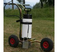 (04) CARRELLO SEGNACAMPO CALCIO A VERNICE ECOLOGICA MANUALE RUOTE GOMMATE
