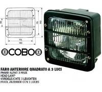 0511500001 FANALE ANTERIORE QUADRATO CON CORNICE NERA A 3 LUCI PER TRATTORI