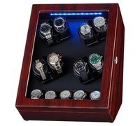 06,Espositore per Carica Orologi Automatico, 8 Caricatori + 5 Cuscini, con Luce Interna E Motore Silenzioso, 5 modalità di Rotazione, per Orologi da Uomo/Donna