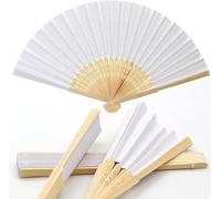 081 Store - 24 VENTAGLI di Legno Bambu' E Carta Bianca per Matrimoni Wedding Sposa Eventi SEGNAPOSTO Chiesa