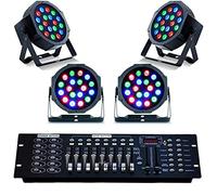 081 Store - 4 PAR LED FARO RGB 18 LED STROBO WASH PROGRAMMABILE DMX + MIXER 192 [Classe di efficienza energetica A]