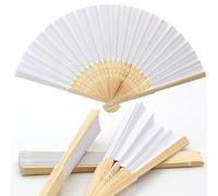 081 Store - 60 VENTAGLI di Legno Bambu' E Carta Bianca per Matrimoni Wedding Sposa Eventi SEGNAPOSTO Chiesa