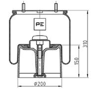 084.082-74A Molla ad Aria Attacco Aria M22 X 1,5 per Bpw , Scania