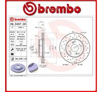 09.5457.3X#1 DISCO FRENO ANTERIORE SPORTIVO BREMBO XTRA HONDA CIVIC VII Hatchbac