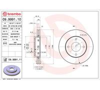 COPPIA DISCHI FRENO ANT BREMBO MITSUBISHI COLT VI 1.5 DI-D 50KW 04>12 09999111