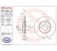 Disco freno BREMBO 09C42211 anteriore, ventilato, 1 pezzo