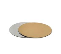 Sottotorta rotondo in cartone accoppiato oro argento