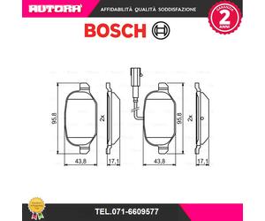 0986494776 Kit pastiglie freno post adatto a Alfa Romeo Mito (MARCA-BOSCH)