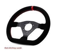 0RahagTFa Volante da corsa da 300 mm in pelle scamosciata piatta per auto Drift Gioco per PC Controllo ruote PCD universale 70 mm(Stitching red)