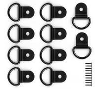 0XBIT 10 Pezzi Ancoraggio con Anello a D, Nero D Gancio di Ancoraggio, Acciaio Inossidabile Anello a D Ancoraggio, Portata 100 kg, per Rimorchi Attrezzatura Campeggio Automobili Camion Occhielli